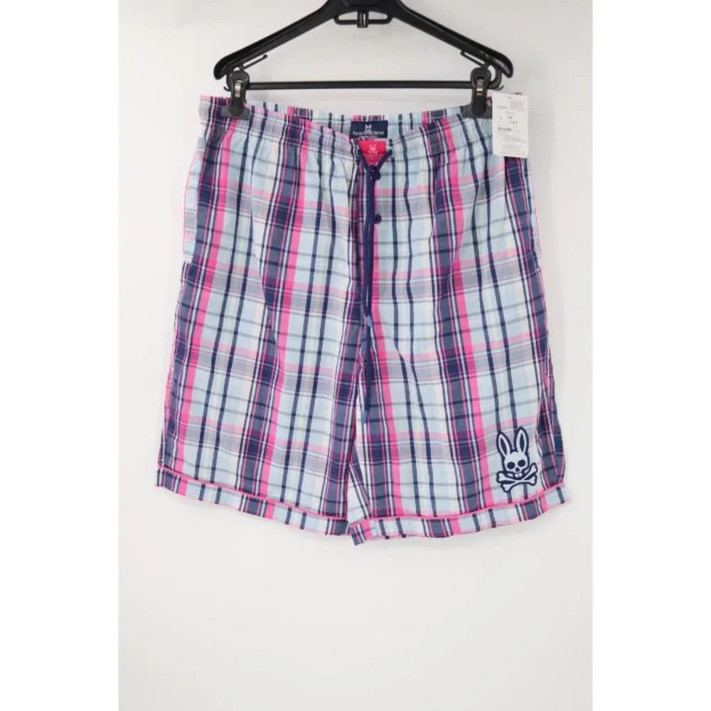 NWT Psycho Bunny Shorts Mens XL Plaid Drawstring Cotton Elastic Waist - Picture 1 of 11